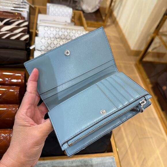 Tory Burch Willa Medium Wallet 169924 Crinkle Patent Leather Paradiso $270 - Picture 4 of 8